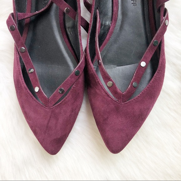 Rebecca Minkoff Maroon Faye Suede Strappy Flats - Picture 4 of 8